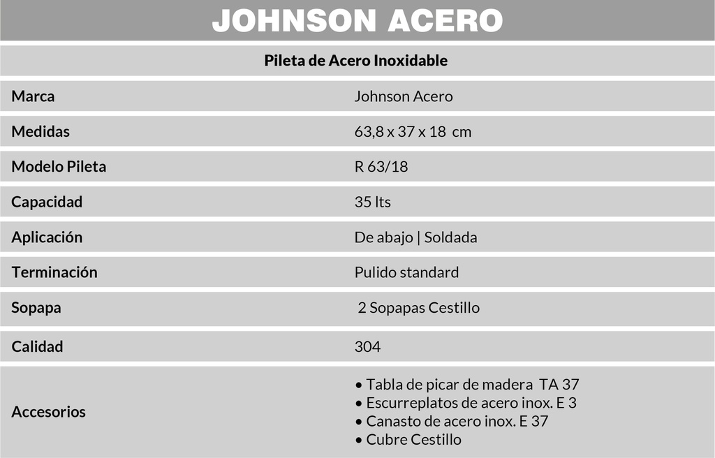 JOHNSON PILETA MOD.  R 63/18