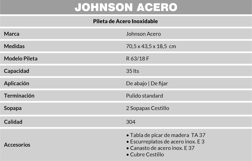 JOHNSON PILETA MOD.  R 63/18F