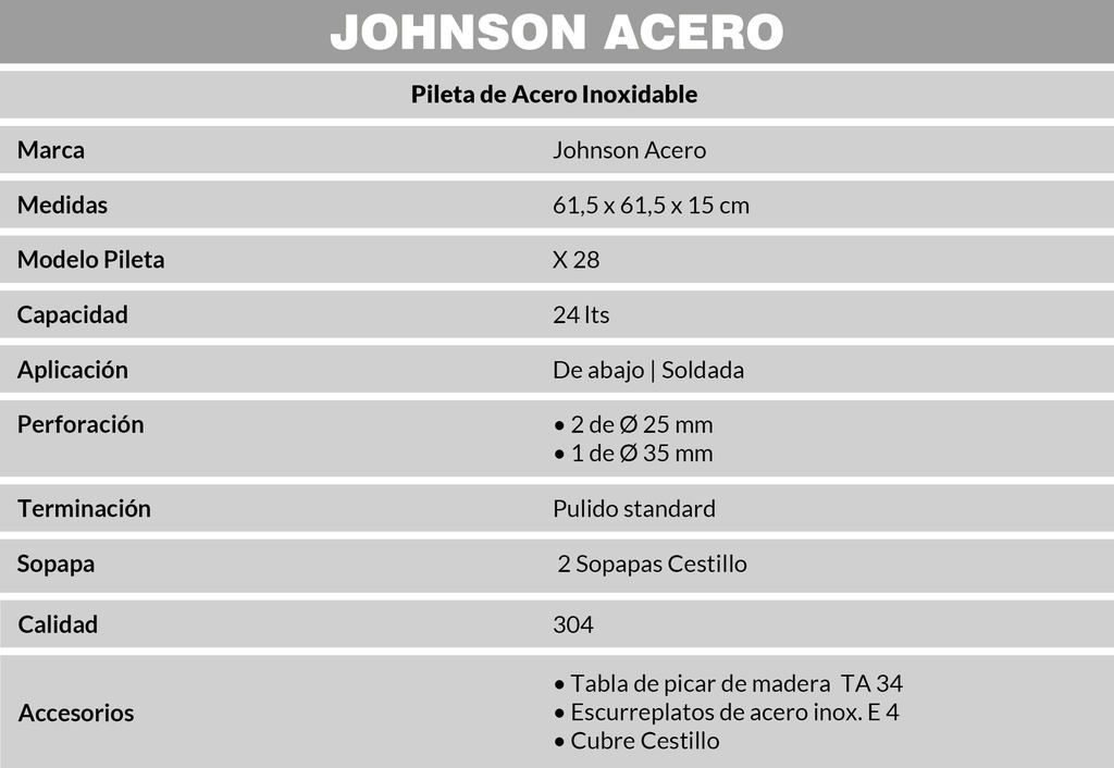 JOHNSON PILETA MOD.  X 28 ESQUIN.