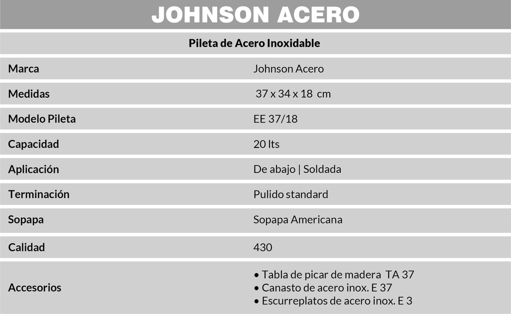 JOHNSON PILETA MOD. EE 37/18