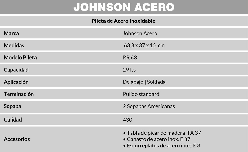 JOHNSON PILETA MOD. RR 63