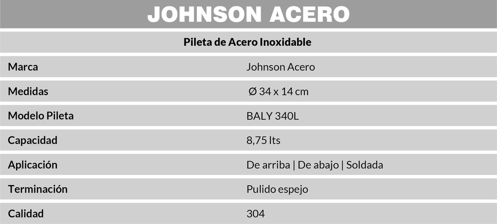JOHNSON PILETA VANITORY BALY 340 L